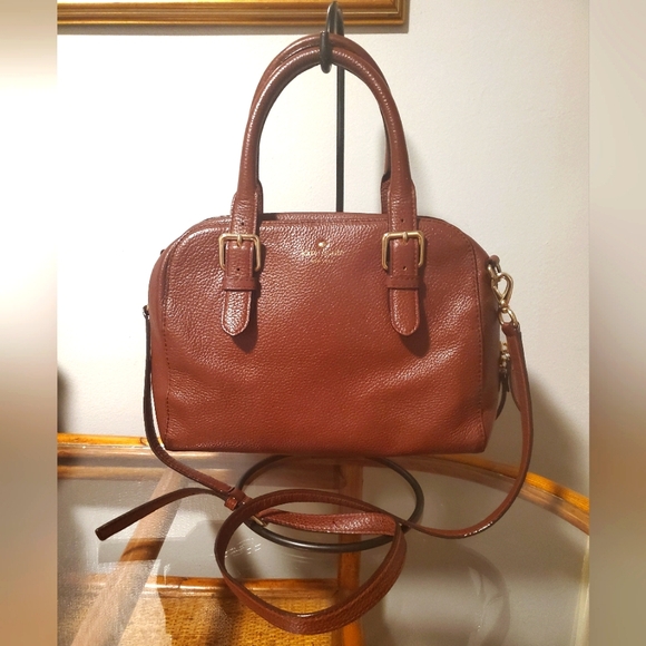 Kate Spade ♠️ Brown Leather Brighton Park Satchel Bag with Crossbody Strap - Picture 12 of 12